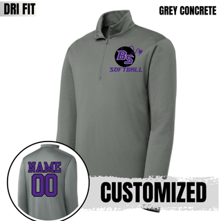 Additional view of the Bomb Squad Fuse Softball PosiCharge Quarter-Zip with BS softball and fuse artwork