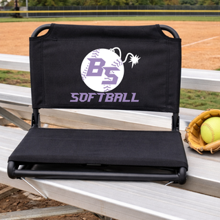 Bomb Squad Fuse Softball padded stadium seat on softball field bleachers