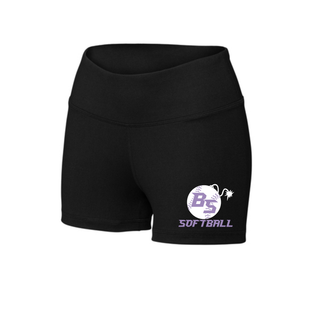 Bomb Squad Fuse Softball Women’s Interval Performance Shorts featuring the BS softball and fuse artwork