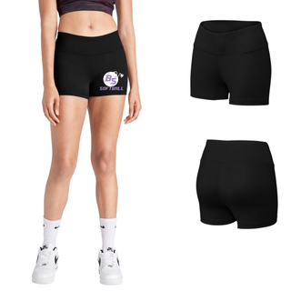 Alternate view of the Bomb Squad Fuse Softball Women’s Interval Performance Shorts with BS softball and fuse artwork