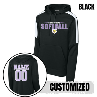 Bomb Squad home plate softball logo Fan Favorite colorblock hoodie in Black