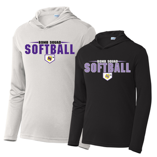 Bomb Squad home plate softball logo PosiCharge Competitor hoodie shown in Silver and Black