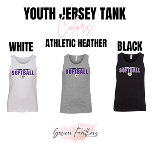Bomb Squad home plate softball logo youth jersey tank shown in Athletic Heather Grey, White, and Black