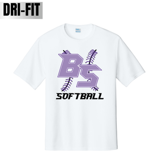 White Bomb Squad Lace Up Softball Dri-Fit performance top with purple BS monogram