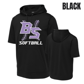 Black Bomb Squad Lace Up Softball fleece short sleeve hooded pullover