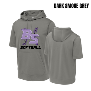 Dark Smoke Grey Bomb Squad Lace Up Softball fleece short sleeve hooded pullover
