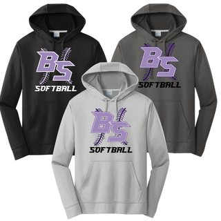Bomb Squad Lace Up Softball performance fleece hoodies in black, charcoal, and silver