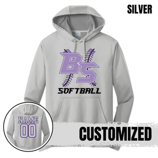 Silver Bomb Squad Lace Up Softball performance fleece hoodie with optional back name and number