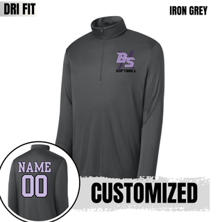 Iron Grey Bomb Squad Lace Up Softball PosiCharge quarter-zip with optional back name and number