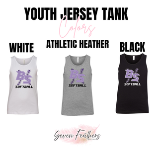 Bomb Squad Lace Up Softball youth jersey tank color chart for White, Athletic Heather Grey, and Black