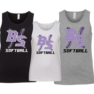 Bomb Squad Lace Up Softball youth jersey tanks in black, white, and athletic heather grey