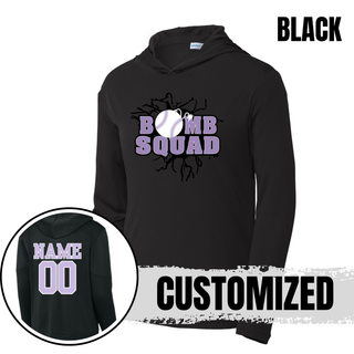 Bomb Squad Lavender Softball Logo PosiCharge Competitor Hoodie in Black with optional back name and number