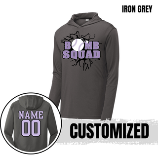 Bomb Squad Lavender Softball Logo PosiCharge Competitor Hoodie in Iron Grey with optional back name and number