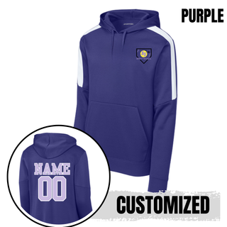 Additional view of the Bomb Squad Pocket Power Softball Fan Favorite Colorblock Hoodie with Pocket Power softball artwork