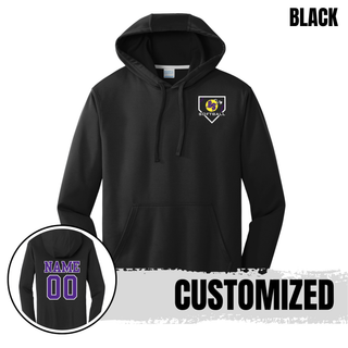 Alternate view of the Bomb Squad Pocket Power Softball Performance Fleece Hoodie with Pocket Power softball artwork