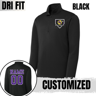 Alternate view of the Bomb Squad Pocket Power Softball PosiCharge Quarter-Zip with Pocket Power softball artwork