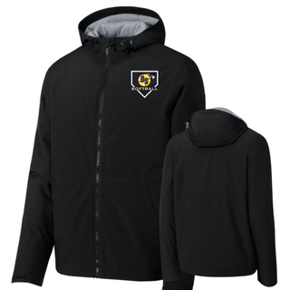 Alternate view of the Bomb Squad Pocket Power Softball Waterproof Insulated Jacket with Pocket Power softball artwork