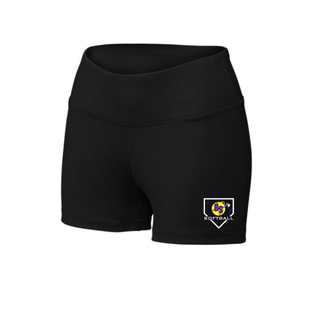 Bomb Squad Pocket Power Softball Women’s Interval Performance Shorts with pocket-style BS softball artwork