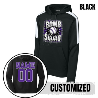 Bomb Squad Shattered Softball design on a Fan Favorite colorblock hoodie