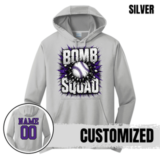 Bomb Squad Shattered Softball design on a silver performance fleece hoodie