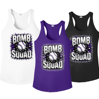 Bomb Squad Shattered Softball women’s PosiCharge racerback tank color options