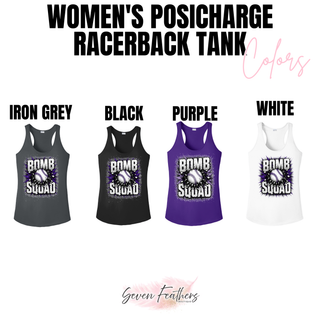 Bomb Squad Shattered Softball design on a women’s PosiCharge racerback tank