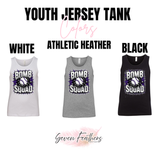 Bomb Squad Shattered Softball design on a youth jersey tank