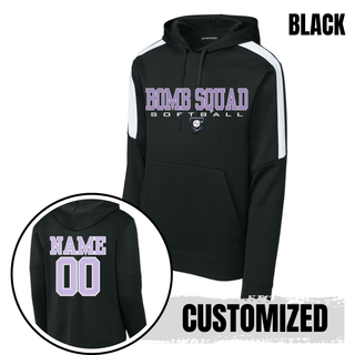 Bomb Squad Softball Fan Favorite Colorblock Hoodie in Black with optional back name and number