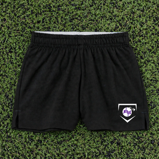 Bomb Squad Softball Home Plate Crest jersey knit squad shorts in black