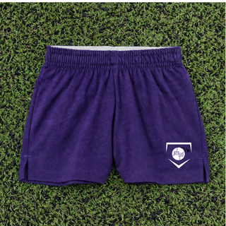 Bomb Squad Softball Home Plate Crest jersey knit squad shorts in purple