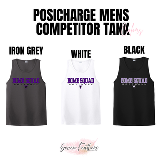 Bomb Squad Softball Men's PosiCharge Competitor Tank color options: Iron Grey, White, Black