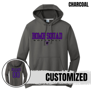 Bomb Squad Softball Performance Fleece Hoodie in Charcoal with optional back name and number