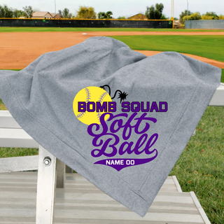 Bomb Squad Softball Script Stadium Blanket in Athletic Heather Grey