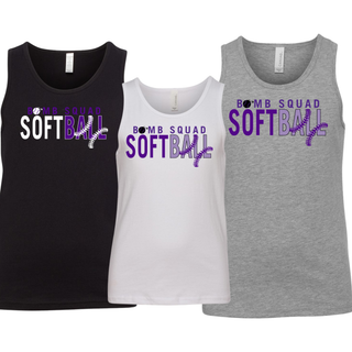 Bomb Squad Softball Split Stitch youth jersey tank in Black, White, and Athletic Heather Grey