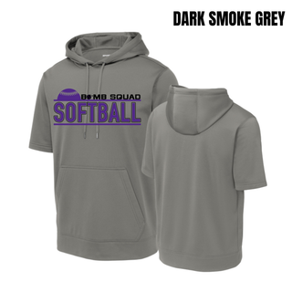 Bomb Squad Softball Underline Fleece Short Sleeve Hooded Pullover - front and back view