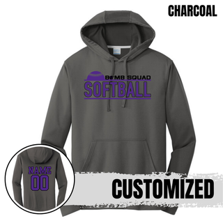 Bomb Squad Softball Underline Performance Fleece Hoodie - back view