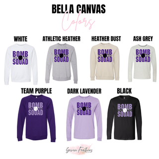 Bomb Squad Softball Varsity Stacked Bella Canvas color options