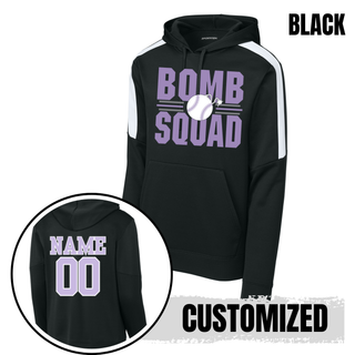 Bomb Squad Softball Varsity Stacked Fan Favorite colorblock hoodie in silver with optional back name and number