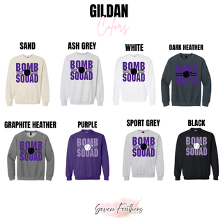 Bomb Squad Softball Varsity Stacked Gildan color options