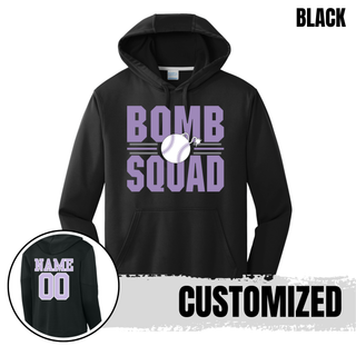 Bomb Squad Softball Varsity Stacked performance fleece hoodie detail photo