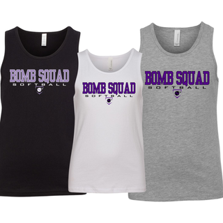 Bomb Squad Softball Youth Jersey Tank in Black, White, and Athletic Heather Grey
