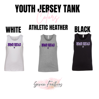 Bomb Squad Softball Youth Jersey Tank color options: White, Athletic Heather, Black
