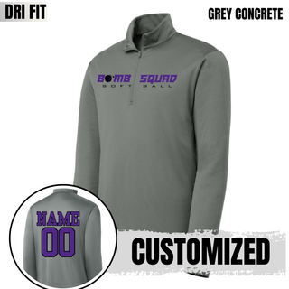 Bomb Squad Velocity Softball artwork on a PosiCharge Competitor quarter-zip