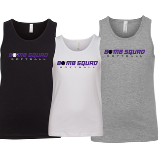 Bomb Squad Velocity Softball youth jersey tanks in Black, White, and Athletic Heather Grey