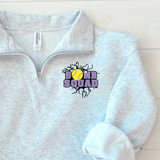 Ash Grey Bomb Squad Yellow Softball Logo cadet quarter-zip pullover