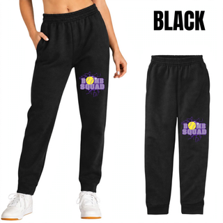 Bomb Squad Yellow Softball Logo core fleece joggers in Black and Athletic Heather Grey
