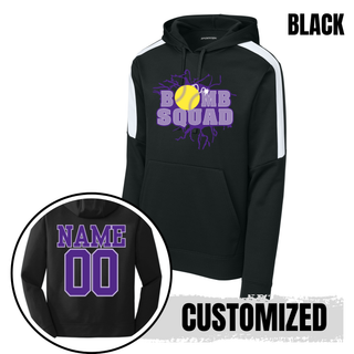 Black Bomb Squad Yellow Softball Logo Fan Favorite hoodie with optional back name and number