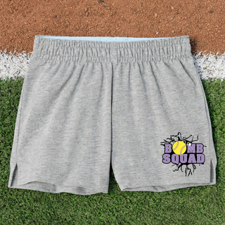 Heather Grey Bomb Squad Yellow Softball Logo jersey knit squad shorts