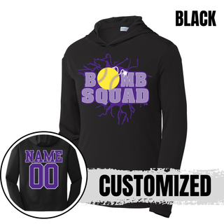 Black Bomb Squad Yellow Softball Logo PosiCharge Competitor hoodie with front and back views