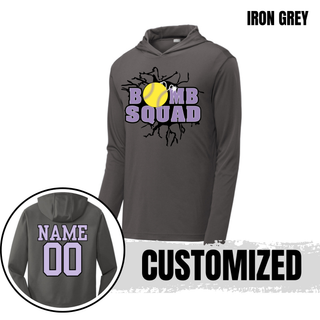 Iron Grey Bomb Squad Yellow Softball Logo PosiCharge Competitor hoodie with front and back views